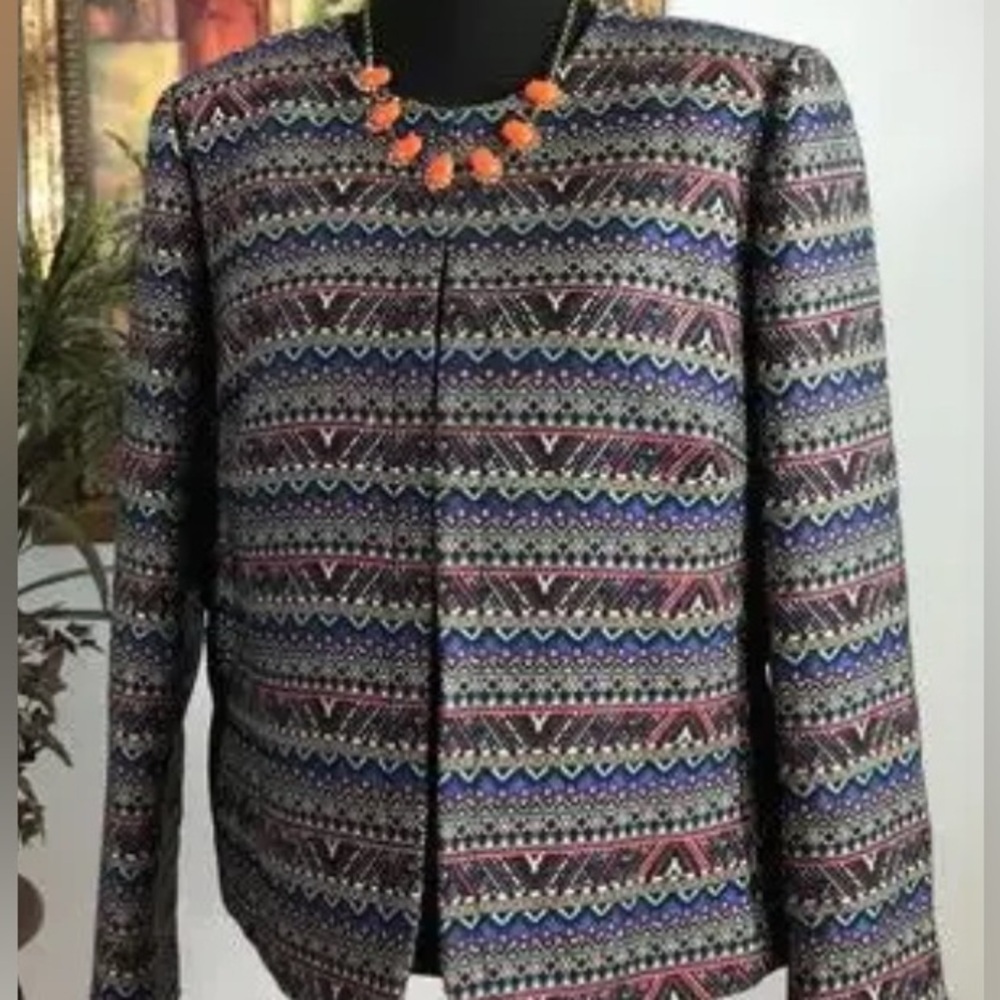 Tahari Arthur S Levine Multicolor Patterned Blazer - image 1